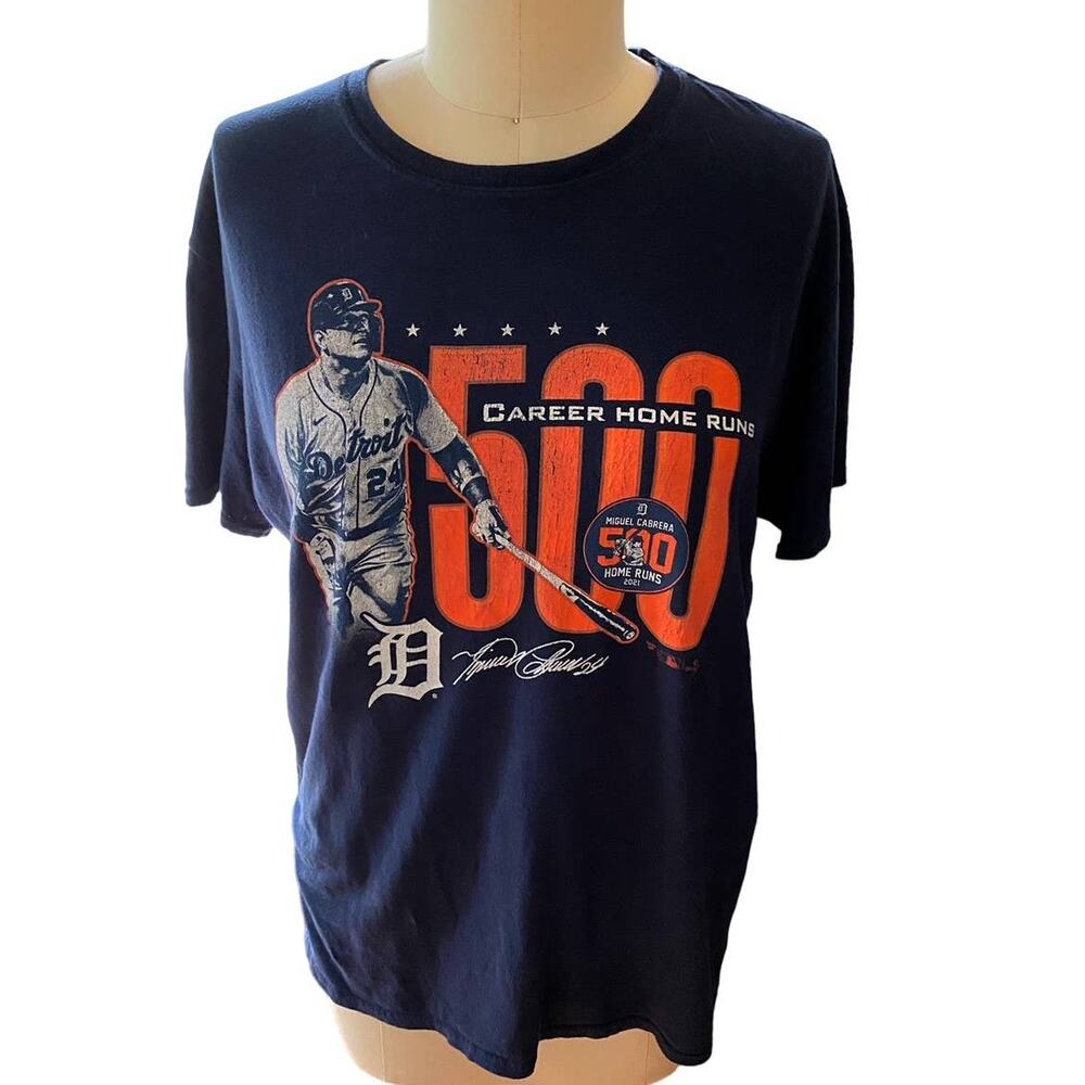 MIGUEL CABRERA Miggy Detroit Tigers 500 Home Runs Fanatics T-Shirt ~ Size LARGE